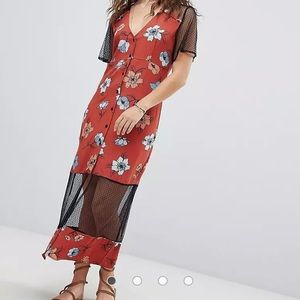 Minkpink midi dress with mesh inserts